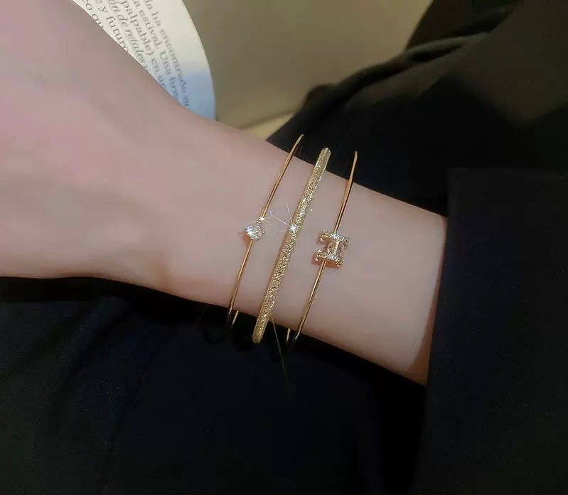 "Golden Halo" Triple Bracelet Set